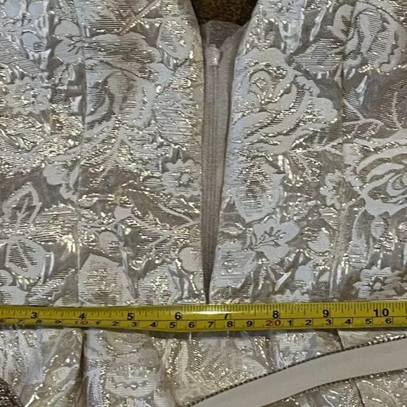 Aspeed Shimmery Champagne Floral Brocade Sleeveless Gown NWT Size Small - Picture 11 of 16